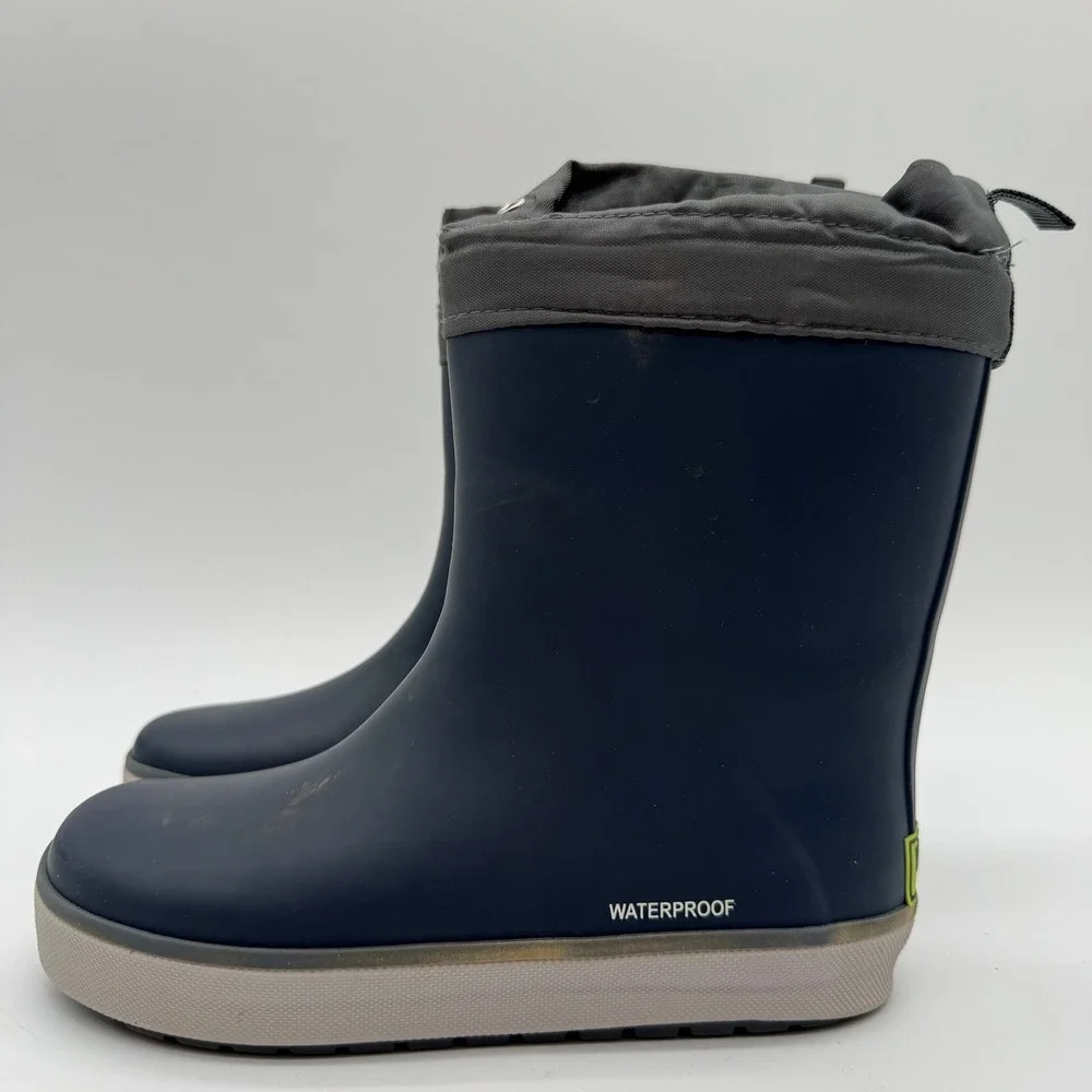 Western Chief Kids Size 12 Navy Waterproof Rain Boots Fleece Lined Rubber